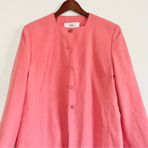 Oleg Cassini Salmon Pink Long Blazer Upper Buttons Workwear Professional Coat 14 - Picture 4 of 10